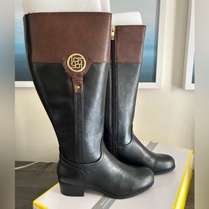 Black and Tan Riding Boots Liz Claiborne Size 8 Wide, Wide Calf NWT